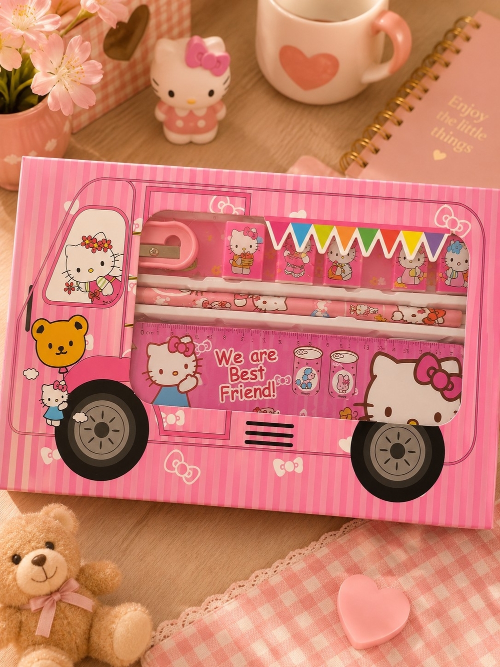 Hello Kitty Pink Bus-Themed Stationery Gift Set